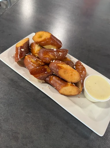 Warm pretzel bites with beer cheese dipping sauce